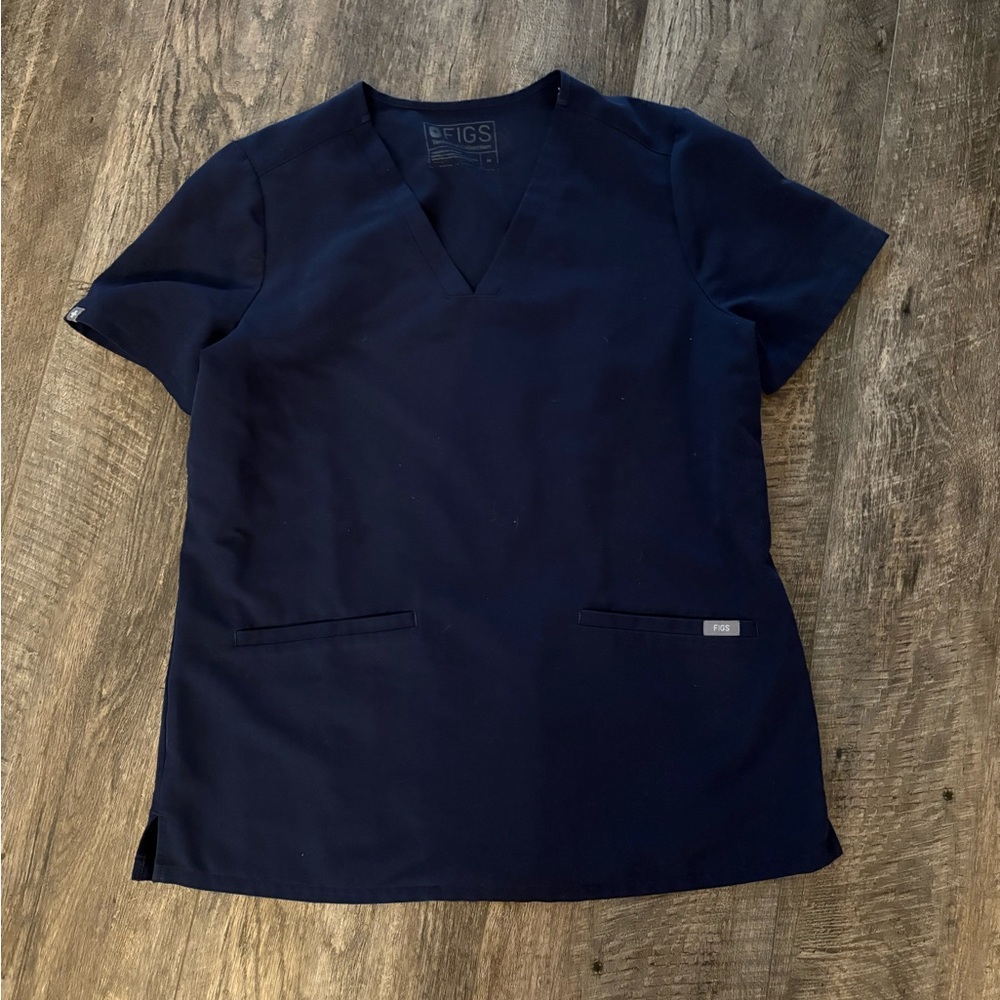 Figs Navy Blue Scrub Top